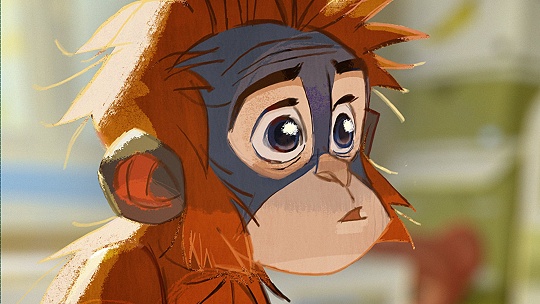 Obrázok „V mojom lese je človek.“ Smutný orangutan vysvetľuje deťom devastačný vplyv výroby palmového tuku, video v televízii zakázali
