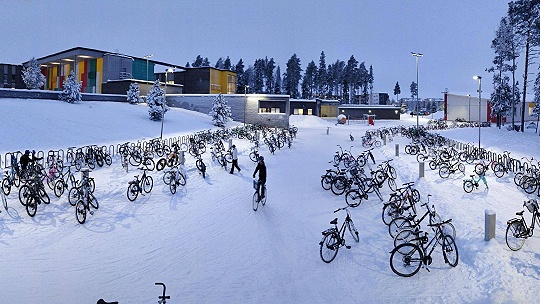 Obrázok Do školy na bicykli! V Škandinávii bežné. Aj keď je vonku mínus sedemnásť